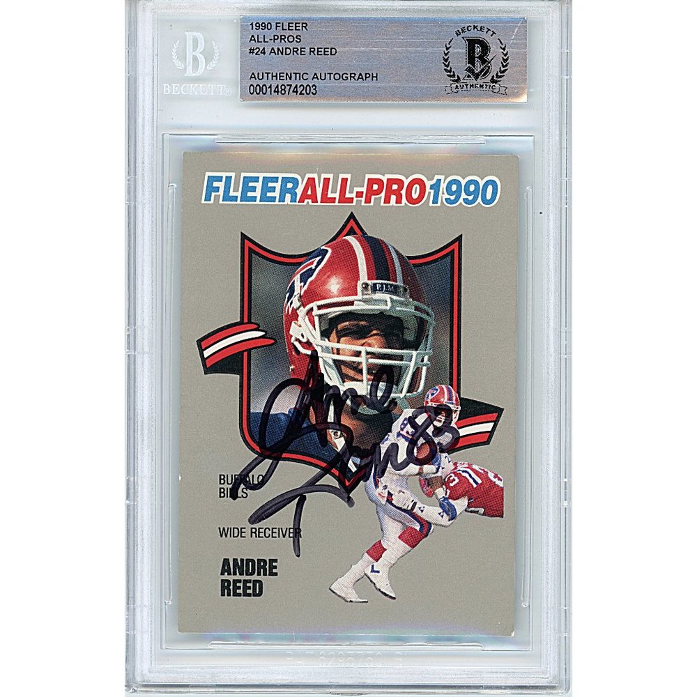 Andre Reed Signed 1990 Fleer Football Card Beckett Buffalo Bills BAS Autograph